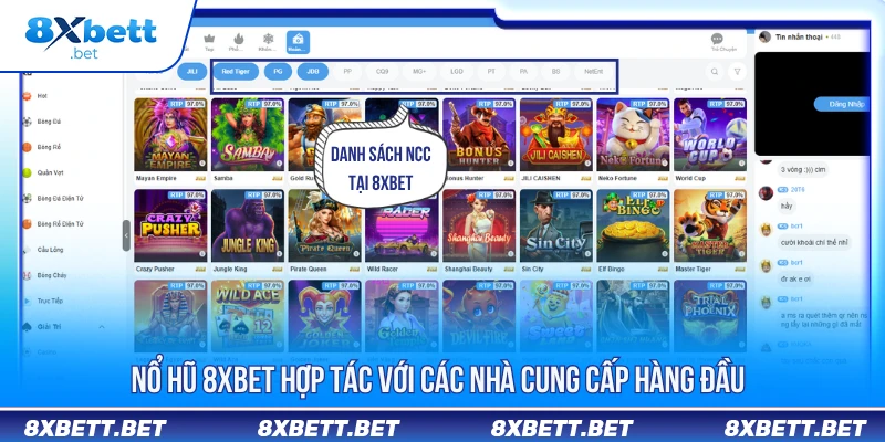 Nổ hũ 8xbet hợp tác với các nhà cung cấp hàng đầu